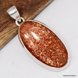 Pendentif Authentique Pierre du soleil ovale - Pendentifs pierres naturelles