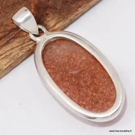 Pendentif Authentique Pierre du soleil ovale - Pendentifs pierres naturelles