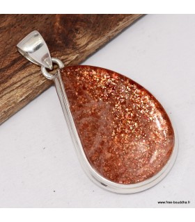 Pendentif Authentique Pierre du soleil forme larme