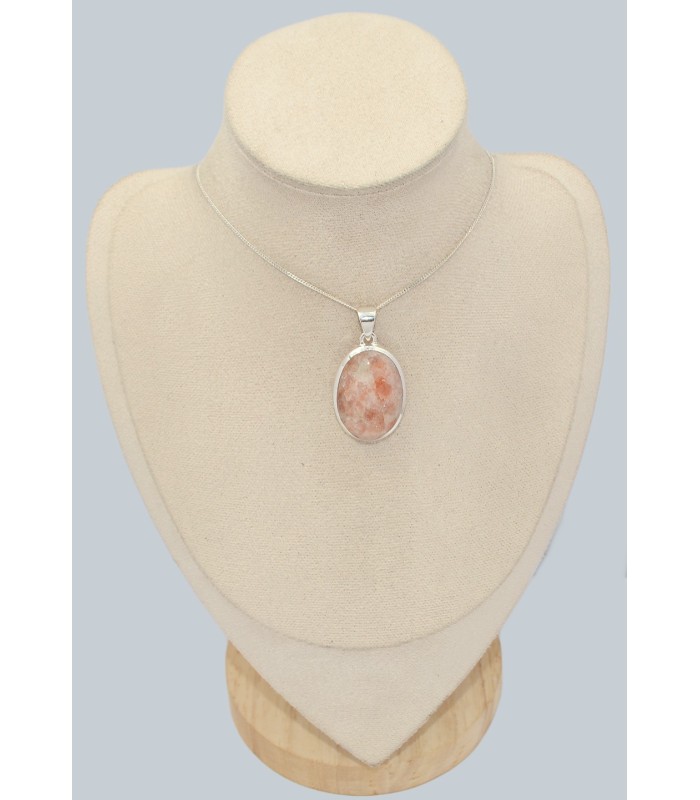 Pendentif Pierre du Soleil véritable d’Inde Argent 925 certifié

