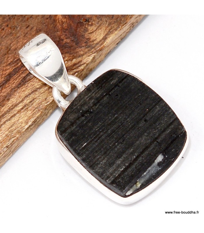 Pendentif Tourmaline noire authentique – Bijou argent massif 925