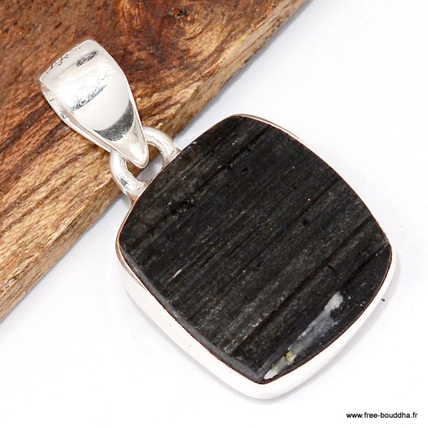 Pendentif Tourmaline noire authentique – Bijou argent massif 925