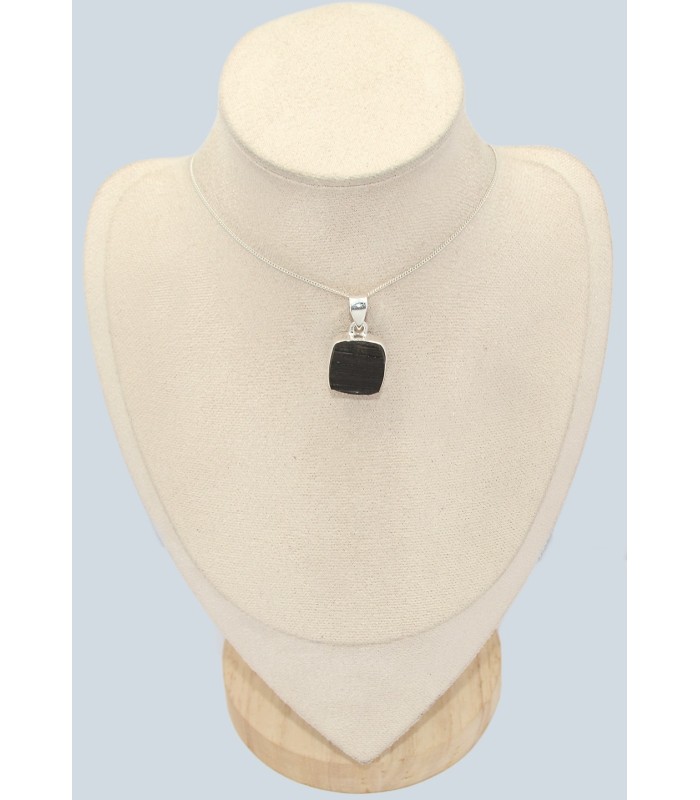 Pendentif Tourmaline noire authentique – Bijou argent massif 925