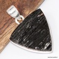 Pendentif Tourmaline noire brute du Brésil triangulaire et Argent 925