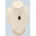 Pendentif Tourmaline noire goutte monté sur argent 925 poinçonné