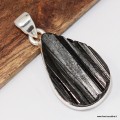 Pendentif Tourmaline noire goutte monté sur argent 925 poinçonné
