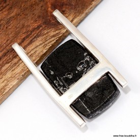 Pendentif Tourmaline noire certifié brut du Brésil argent 925 poinçonné