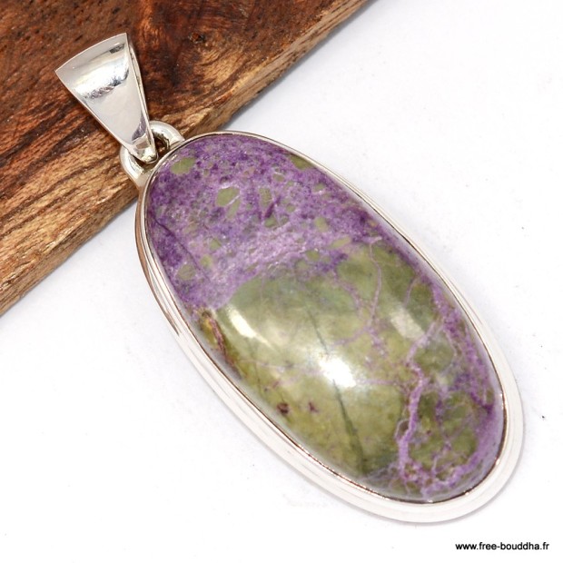 Pendentif atlantisite tasmanite certifié - argent 925