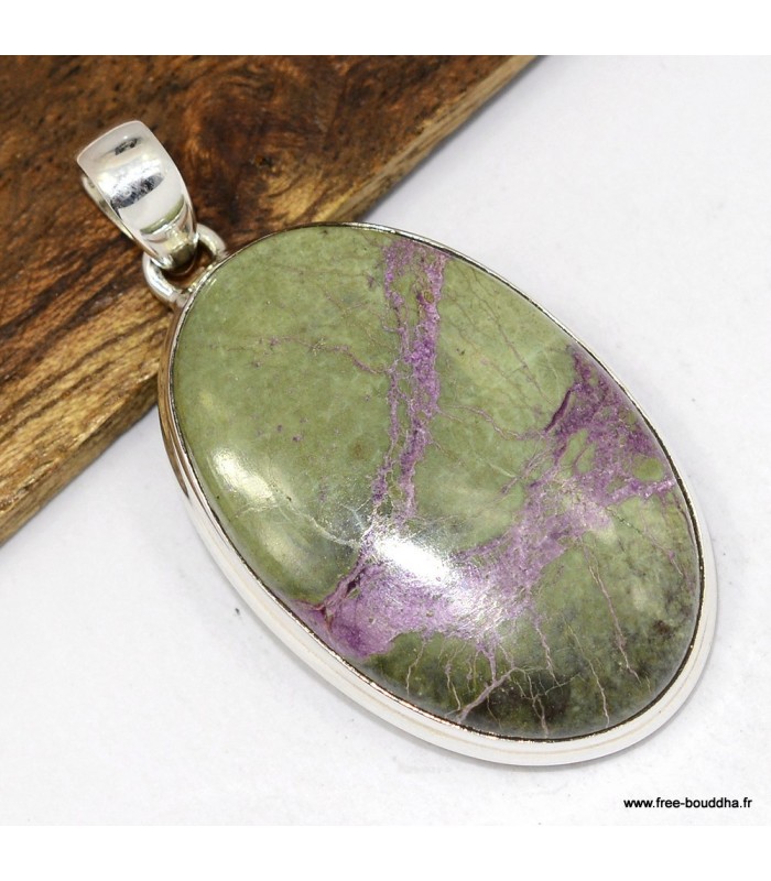 Pendentif atlantisite tasmanite certifié en argent 925