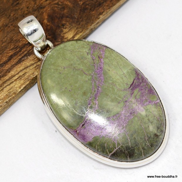Pendentif atlantisite tasmanite certifié en argent 925
