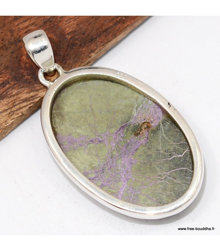 Pendentif atlantisite tasmanite certifié en argent 925