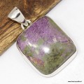 Pendentif atlantisite tasmanite carré certifié en argent 925