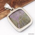 Pendentif atlantisite tasmanite carré certifié en argent 925