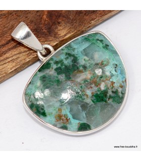 Pendentif argent Quantum Quattro bleu semi-rond