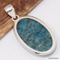 Apatite bleue naturelle – Pendentif carré argent 925 certifié lithothérapie