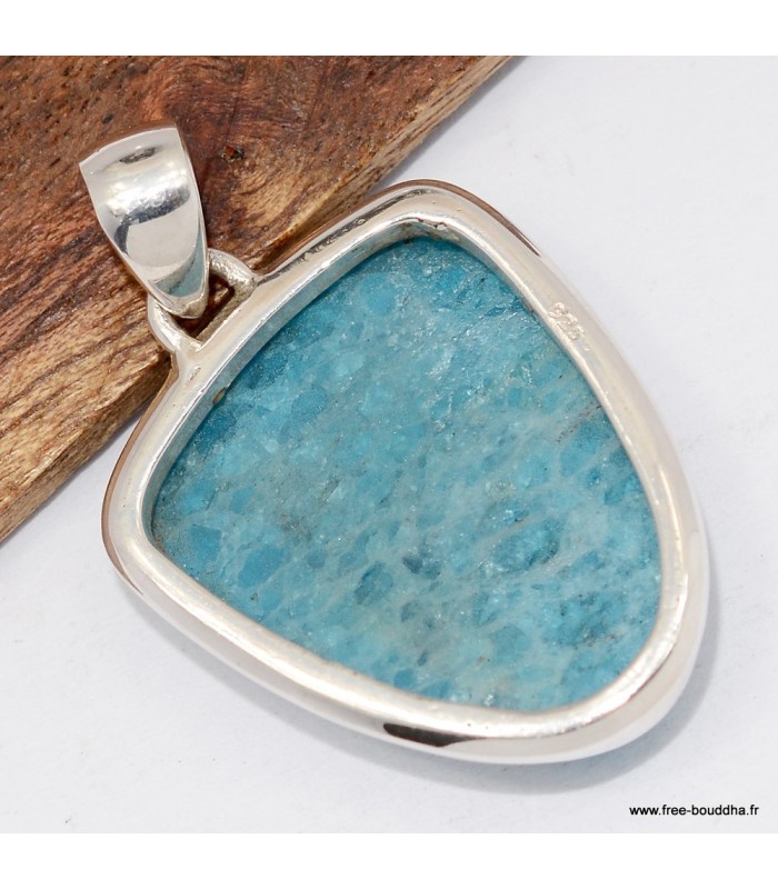 Pendentif Apatite bleue semi-ovale 4 cm