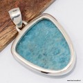 Pendentif Apatite bleue semi-ovale en argent 925