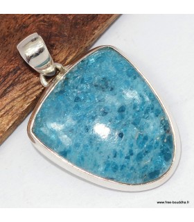 Pendentif Apatite bleue semi-ovale 4 cm