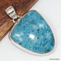 Pendentif Apatite bleue semi-ovale en argent 925