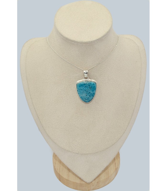 Pendentif Apatite bleue semi-ovale 4 cm