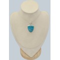 Pendentif Apatite bleue semi-ovale en argent 925