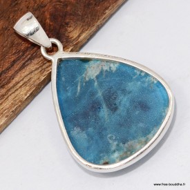 Apatite bleue naturelle – Pendentif goutte 4 cm en argent 925 certifié