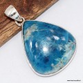 Apatite bleue naturelle – Pendentif goutte 4 cm en argent 925 certifié