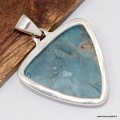 Apatite bleue naturelle – Pendentif triangulaire 3,6 cm en argent 925 certifié