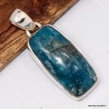 Apatite bleue naturelle – Pendentif rectangulaire 3,7 cm en argent 925 certifié