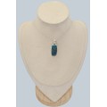 Apatite bleue naturelle – Pendentif rectangulaire 3,7 cm en argent 925 certifié