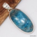 Pendentif apatite bleue certifié en argent 925 ovale naturel