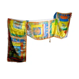 Très grand drapeau bouddhiste en soie 4,5 mètres - Drapeaux tibétains