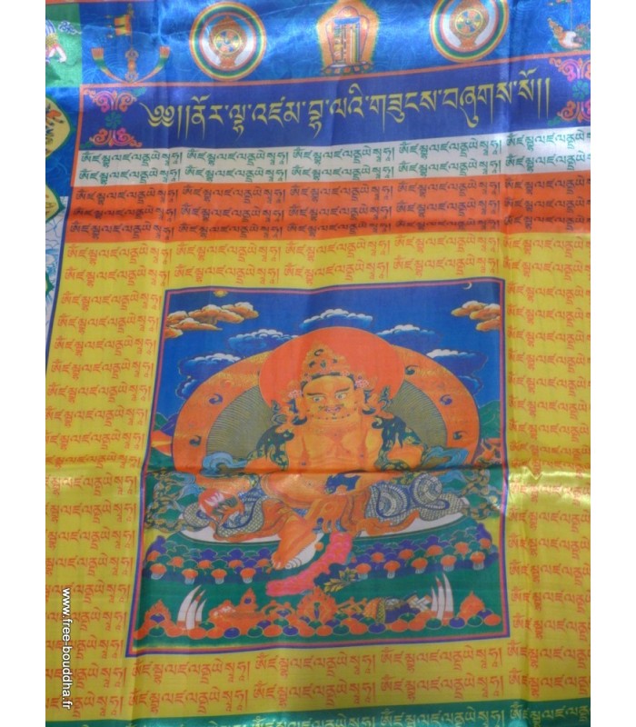 Grand Drapeau Tibétain en Soie – 4,5m x 70cm – Artisanat du Népal 
