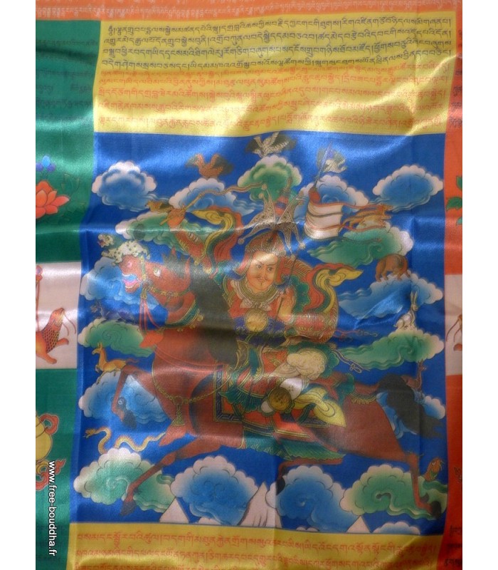 Grand Drapeau Tibétain en Soie – 4,5m x 70cm – Artisanat du Népal 
