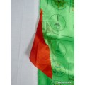Drapeau bouddhiste Tara Verte en soie, artisanal du Népal.