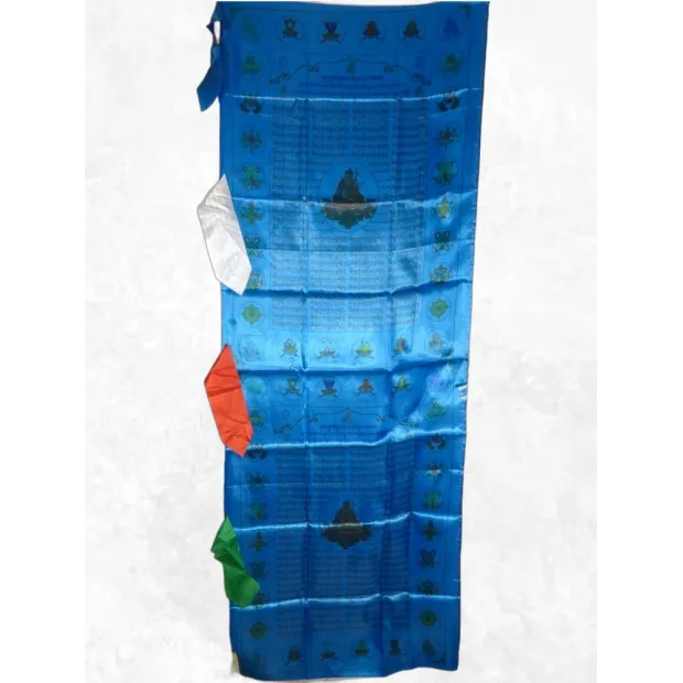 Grand drapeau bouddhiste Guru Rinpoche en soie 1,9 m - Drapeaux tibétains