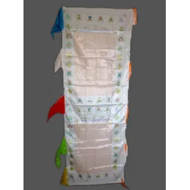 Grand drapeau bouddhiste Tara Blanche en soie 1,9 m - Drapeaux tibétains