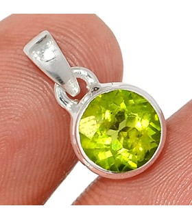 Pendentif Péridot facetté - Argent 925 - Certifié Authentique
