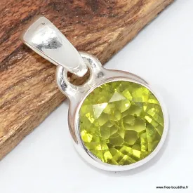 Pendentif Péridot facetté forme ronde - Bijoux en Péridot