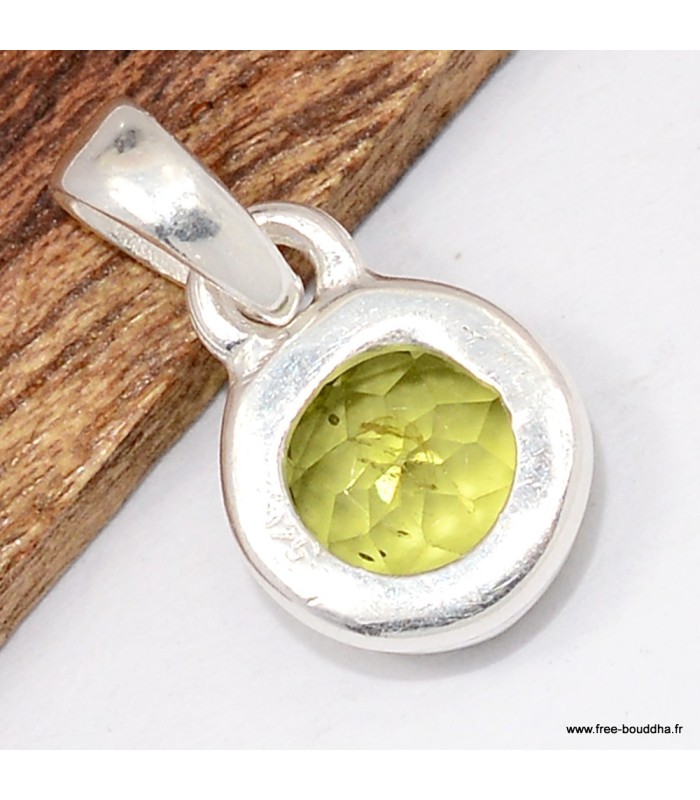 Pendentif Péridot facetté authentique bijou argent 925 certifié