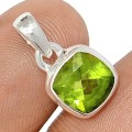 Pendentif Péridot facetté carré authentique certifié argent 925