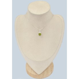 Pendentif Péridot facetté carré authentique certifié argent 925