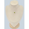 Pendentif Péridot facetté carré authentique certifié argent 925