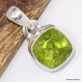 Pendentif Péridot facetté carré authentique certifié argent 925