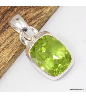 Pendentif Péridot facetté - Argent 925 - Certifié Authentique
