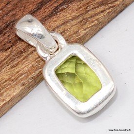 Pendentif péridot facetté authentique en argent 925