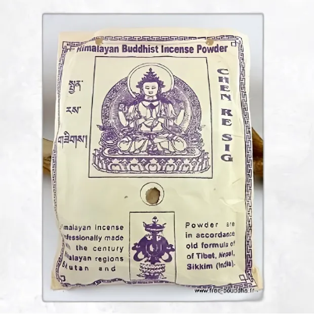Encens tibétain naturel en poudre - Méditation Chenrezi - Objets rituels bouddhistes