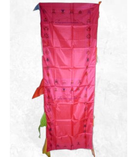 Grand drapeau bouddhiste Chenrezi en soie 1,9 m