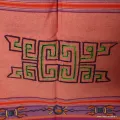 Nappe tibétaine coton épais brodée corail pourpre 150 x 150cm - Tenture murale bouddhiste, nappe