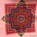 Nappe tibétaine coton épais symboles bouddhistes 150 x 150cm - Tenture murale bouddhiste, nappe